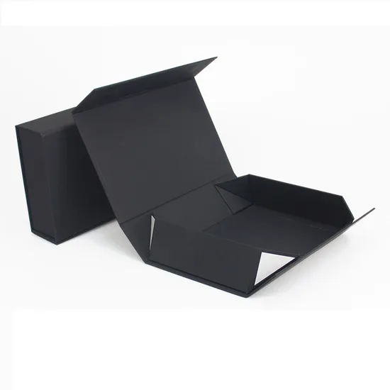 Custom Logo Printed Foldable Clothing Cosmetic Shoe Paper Packaging Black Magnetic Folding Gift Box