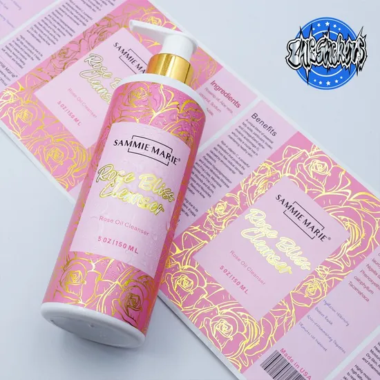 Zhk Custom Durable Self Branded Logo Waterproof Oil Proof Vinyl Hot Stamping Cosmetic Packaging Labels