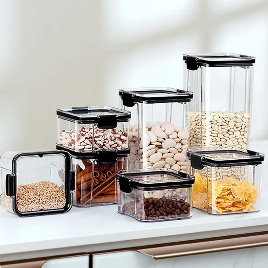 Large Capacity Sealed Plastic Dry Food Storage Box Clear Grain Spice Storage Jar Kitchen Accessories