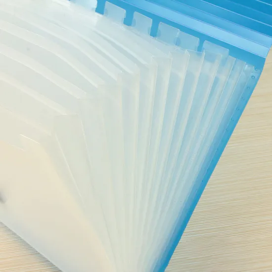 PP Expanding File Folder with Plastic Handle Buckle and Sewed Fabric Edge