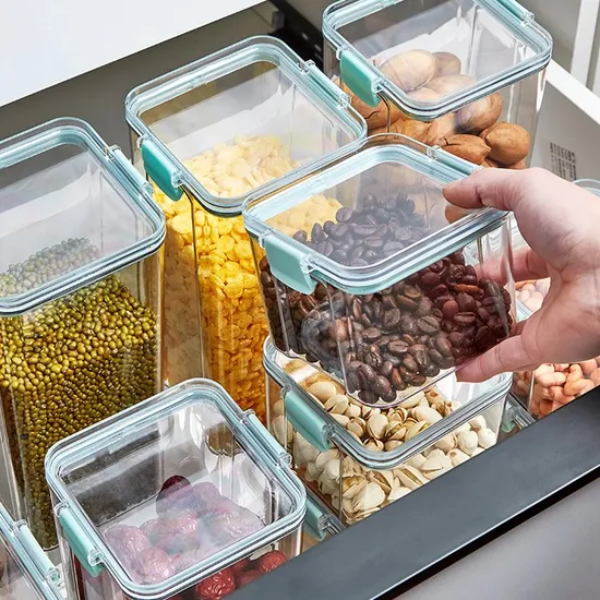Clear Grain Spice Storage Jar Large Capacity Sealed Plastic Dry Food Storage Box Kitchen Accessories