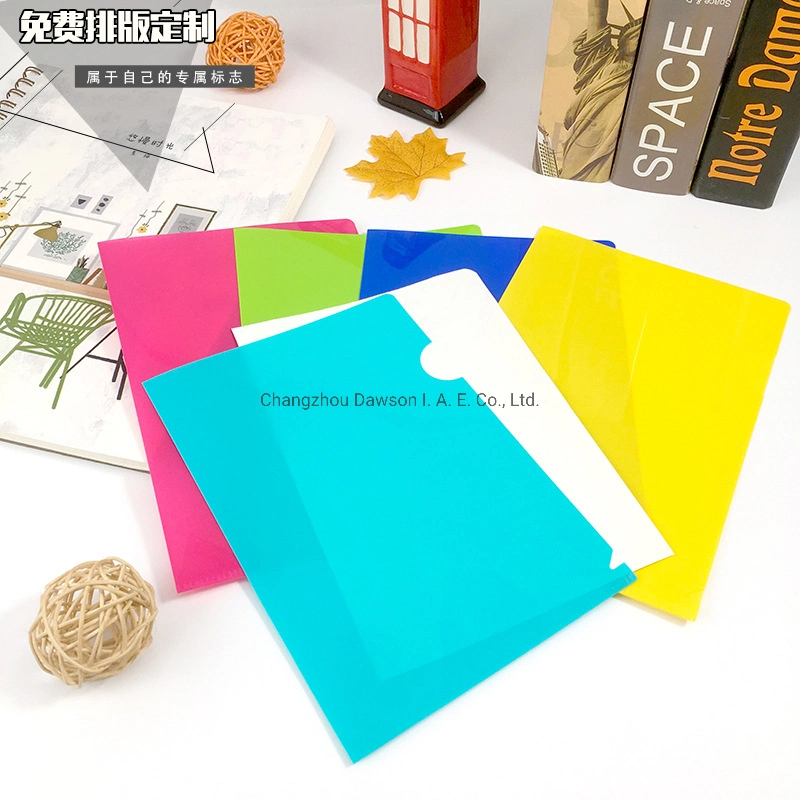 Translucent 0.2 mm Thickness L Shaped A4 Rich Color Heavy PP File Folder Pocket