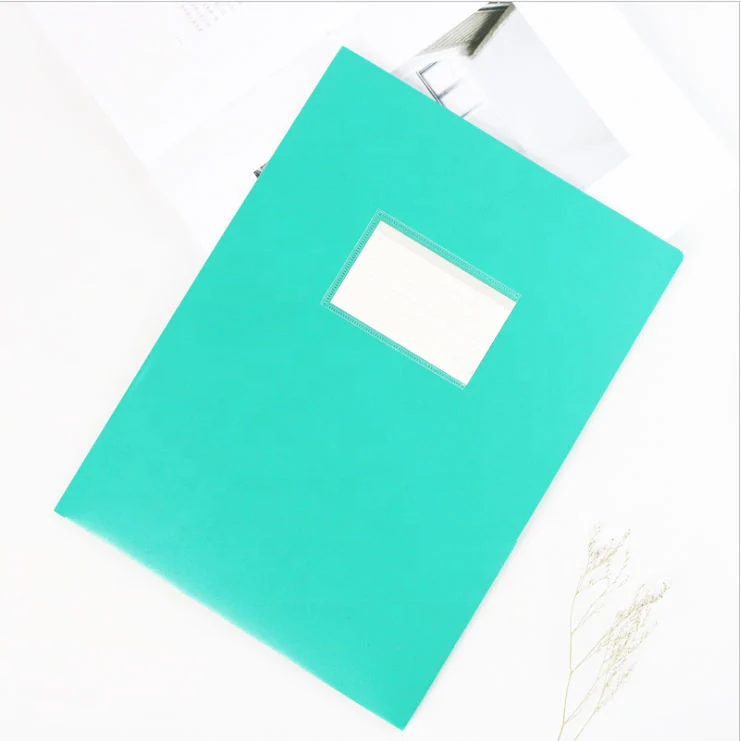 Wholesale PP A4 Color Transparent L-Shaped Folder with Custom Business Card Slots