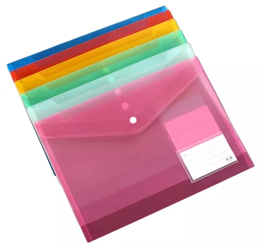 Custom Transparent PP A4 Size Envelope Bag Button File Document Folder