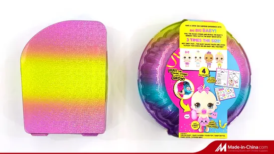 Customized Novel Rainbow Gradient Round Plastic Blister Packaging Box for Plush Toy 