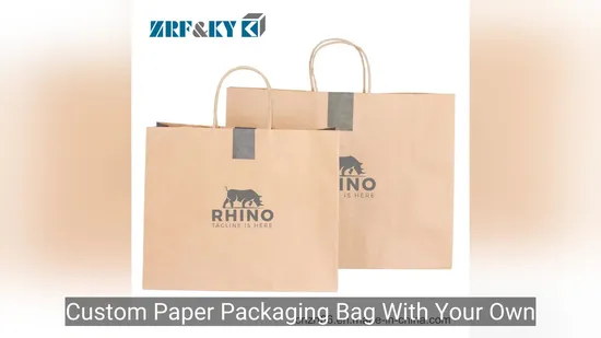 Custom Printing Logo Promotional Brown Kraft Paper Shopping Tote Bag 