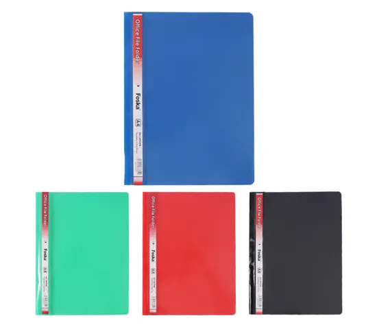 Office PP Heavy Duty Transparent Plastic Document Folders with Fastener Clips 