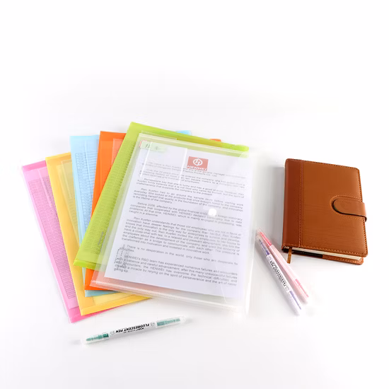 Custom Transparent PP A4 Size Envelope Bag Button File Document Folder