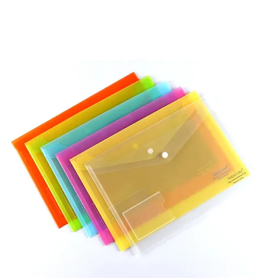 Custom Transparent PP A4 Size Envelope Bag Button File Document Folder 
