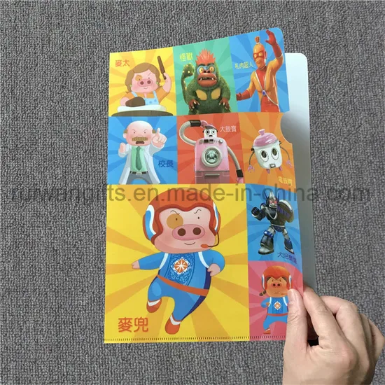 Cheap Price A4 Size PP File Folder, Plastic PP L Shape Folder with Anime Designs 
